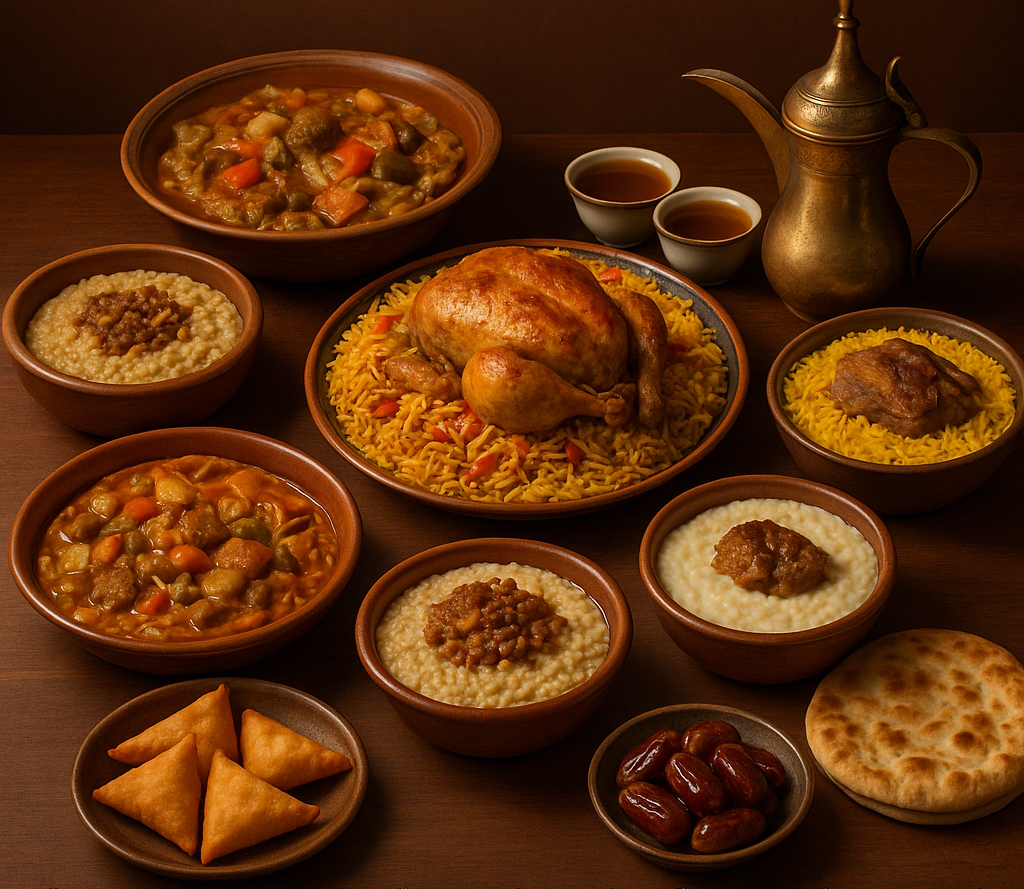 الأكلات الشعبية السعودية في مطعم الرواق الشعبي